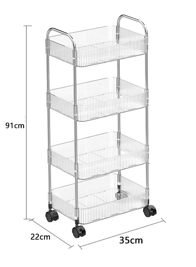 wowofa Removable Storage Rack, 4 Tier Storage and Organization Rrolley and Organizer Acrylic Clear Trolley Rack with Handles and Multi-Functional Storage Bins for Kitchen, Bathroom, Laundry Room and Office - Image 3