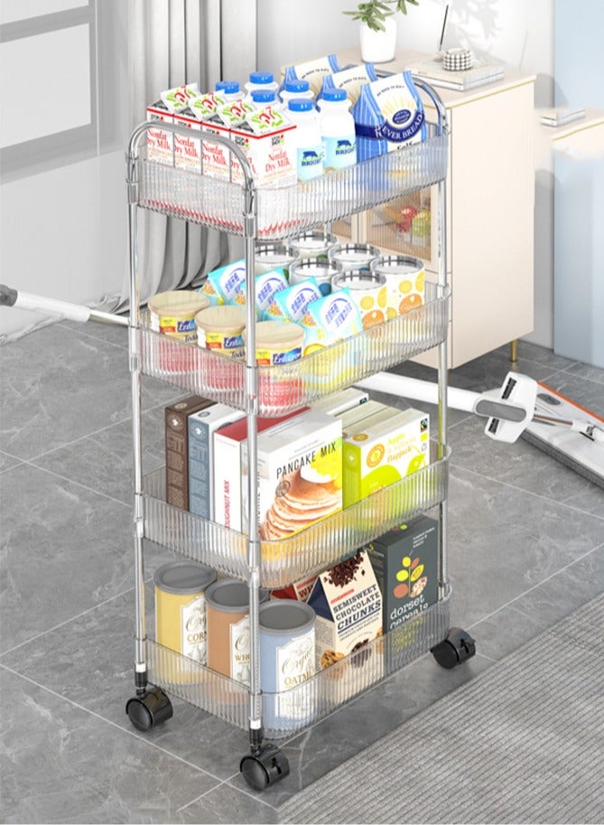wowofa Removable Storage Rack, 4 Tier Storage and Organization Rrolley and Organizer Acrylic Clear Trolley Rack with Handles and Multi-Functional Storage Bins for Kitchen, Bathroom, Laundry Room and Office - Image 5