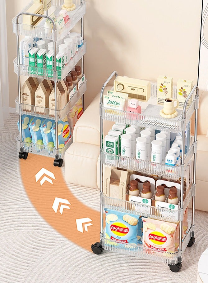 wowofa Removable Storage Rack, 4 Tier Storage and Organization Rrolley and Organizer Acrylic Clear Trolley Rack with Handles and Multi-Functional Storage Bins for Kitchen, Bathroom, Laundry Room and Office - Image 4