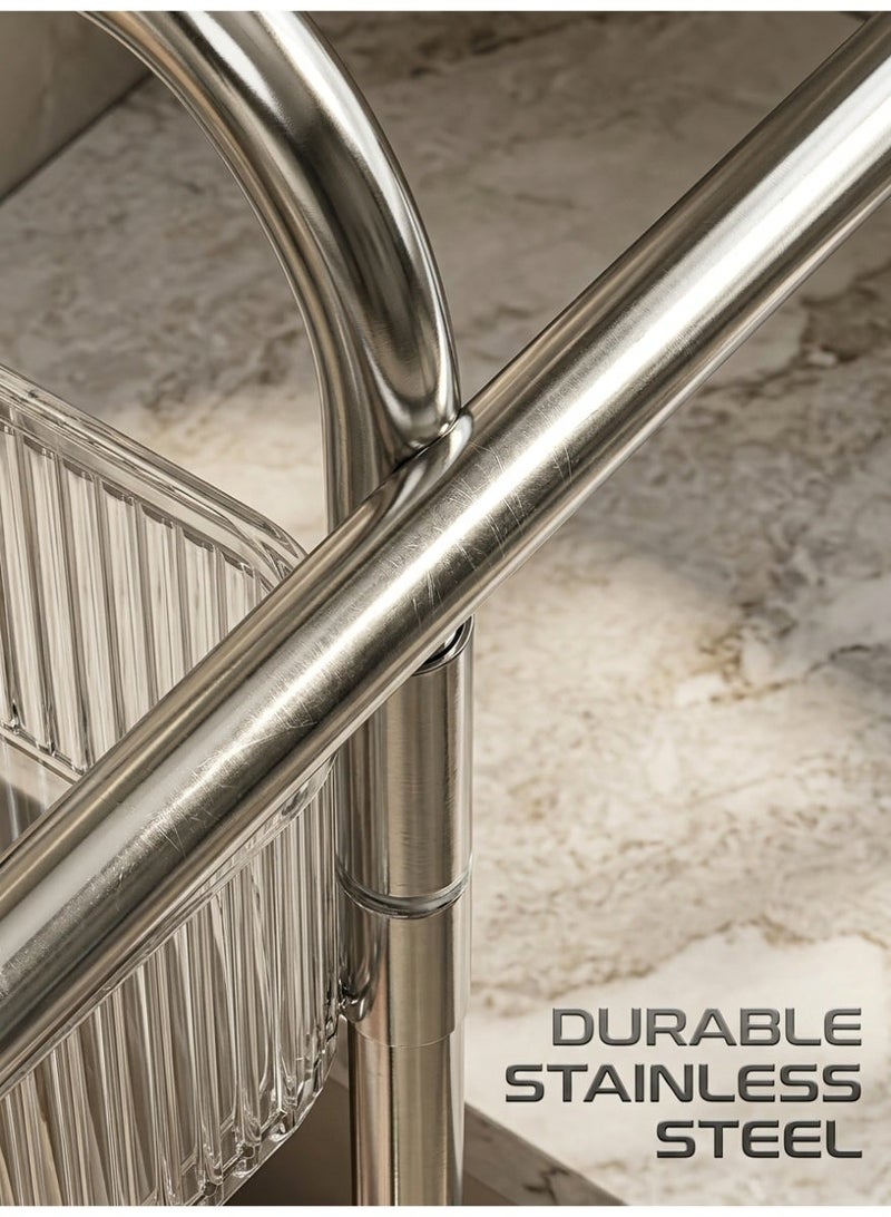 wowofa Bathroom Organizer, Clear Tier Rolling Trolley Rack with Handles, Multi-Functional Mobile Storage Cart on Wheels for Bathroom, Kitchen, Living Room, Laundry Room, Office - Image 4