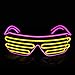 PINFOX Light Up Shutter Neon Rave Flashing Glasses El Wire LED Sunglasses Glow Costumes for Party 80s EDM RB03 Pink Yellow - Image 3