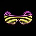 PINFOX Light Up Shutter Neon Rave Flashing Glasses El Wire LED Sunglasses Glow Costumes for Party 80s EDM RB03 Pink Yellow - Image 2