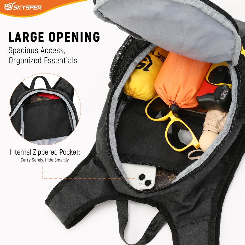SKYSPER 15L Foldable Hiking Backpack Lightweight Packable Travel Daypack with Chest Strap Small Outdoor Folding Back Pack Collapsible Bag for Women Men (Black) - Image 2
