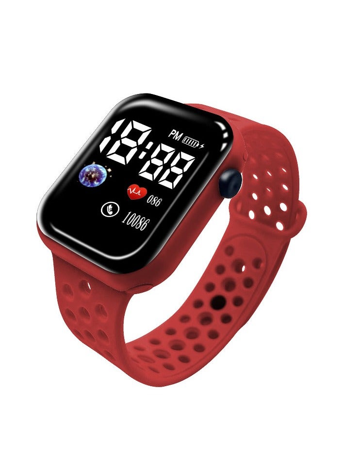 Free Air 4 Pcs Kids' Square Water Resistant Silicone Digital Watch (Blue/Red/Black/Pink) - Image 4