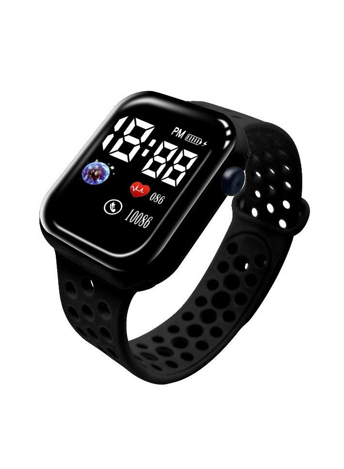 Free Air 4 Pcs Kids' Square Water Resistant Silicone Digital Watch (Blue/Red/Black/Pink) - Image 3