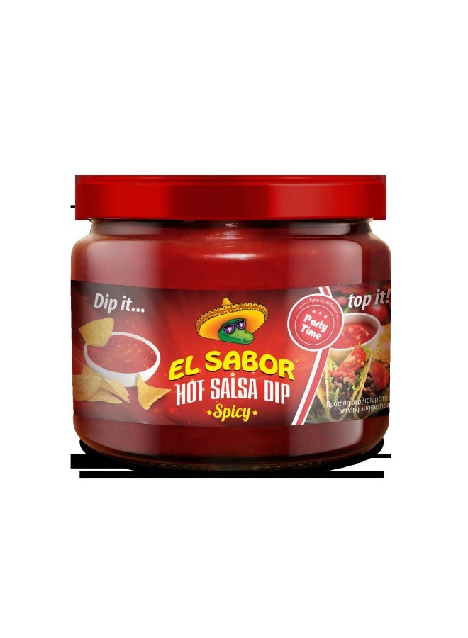 El Sabor Hot Salsa 300G, Mexican Style Dip For Nachos Tacos And Snacks - Image 1