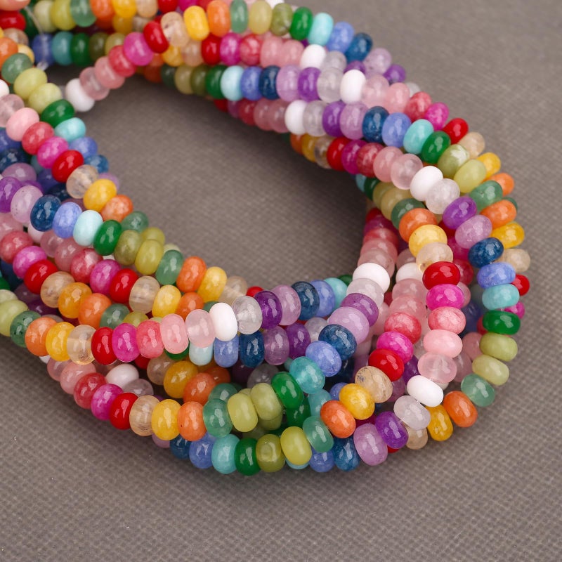 BONNY BOXX 1 Strand Natural 5 * 8mm Mulitcolor Rondelle Beads, Natural Abacus Disk Stone Beads Loose Spacer Gemstone for DIY Bracelet Necklace Jewelry Making - Image 2