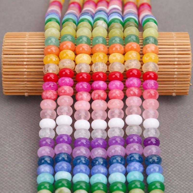 BONNY BOXX 1 Strand Natural 5 * 8mm Mulitcolor Rondelle Beads, Natural Abacus Disk Stone Beads Loose Spacer Gemstone for DIY Bracelet Necklace Jewelry Making - Image 4