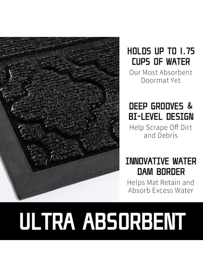 BUANIERT Welcome Mat Outdoor Indoor, All-Season Waterproof Front Door Mat Outside Entrance, All-Weather Heavy Duty Non-Slip Doormat, Low Profile Porch Patio Entrance Mats, 45x75cm, Black - Image 4