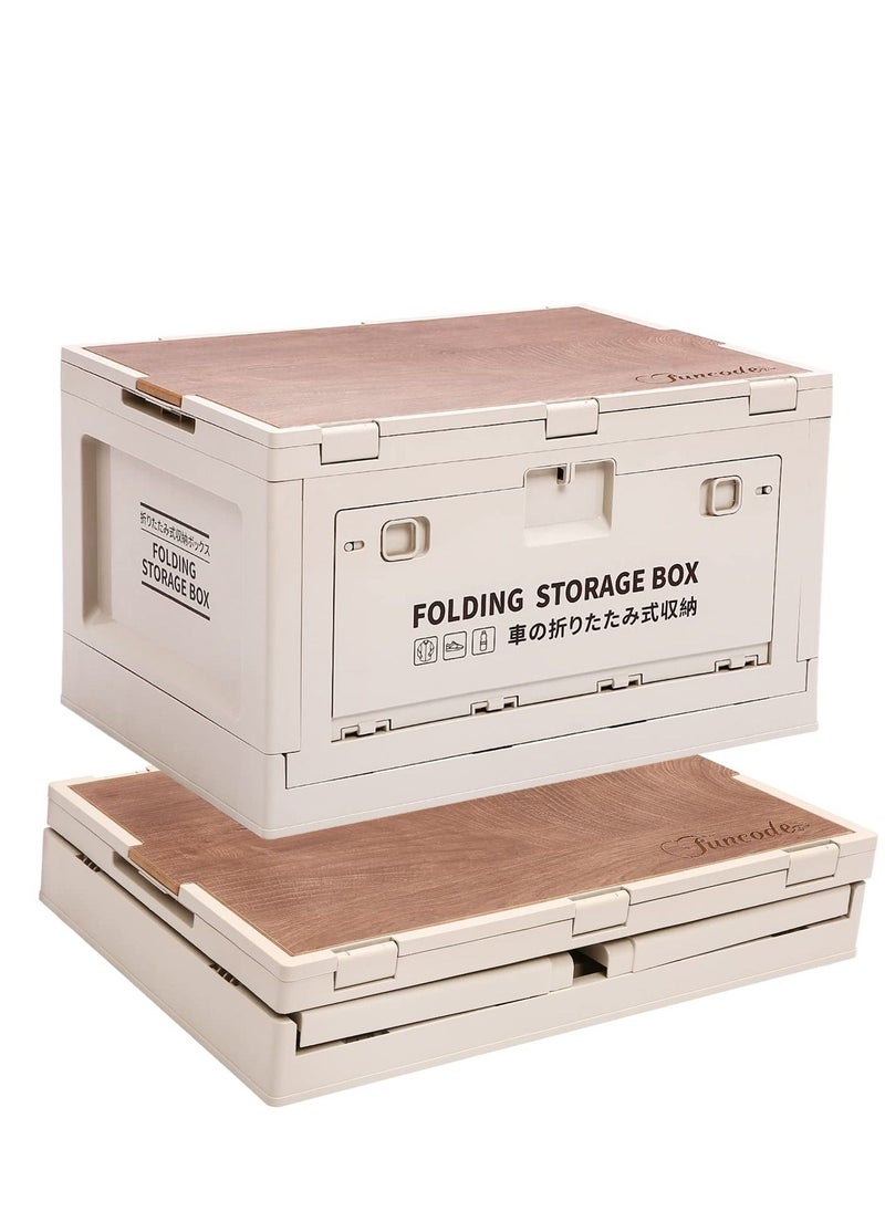 Cool Baby - COOLBABY folding storage box with Wooden cover,for camping,car storage, home sorting. (khaki) - Image 1