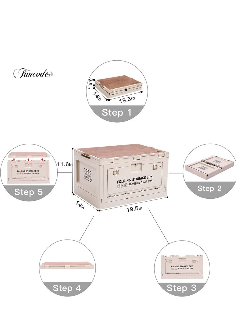 Cool Baby - COOLBABY folding storage box with Wooden cover,for camping,car storage, home sorting. (khaki) - Image 1