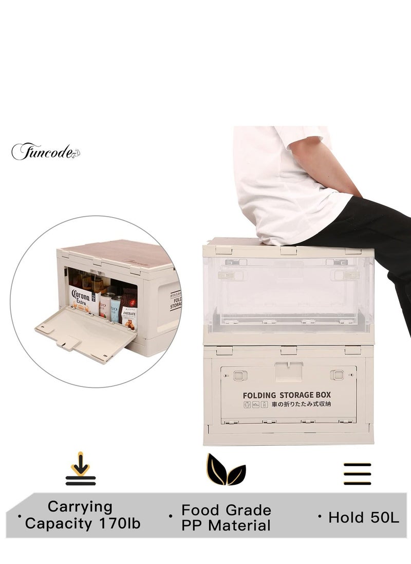 Cool Baby - COOLBABY folding storage box with Wooden cover,for camping,car storage, home sorting. (khaki) - Image 1