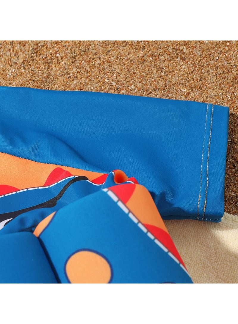 SYOSI بدلة سباحة عائمة للأطفال من قطعة واحدة مع طفو قابل للتعديل بدلة سباحة بأكمام قصيرة برسوم كرتونية (3-4 سنوات) - Image 5