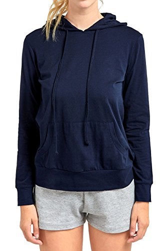 Sofra Women's Thin Cotton Pullover Hoodie Sweater (M, Navy) - Image 4
