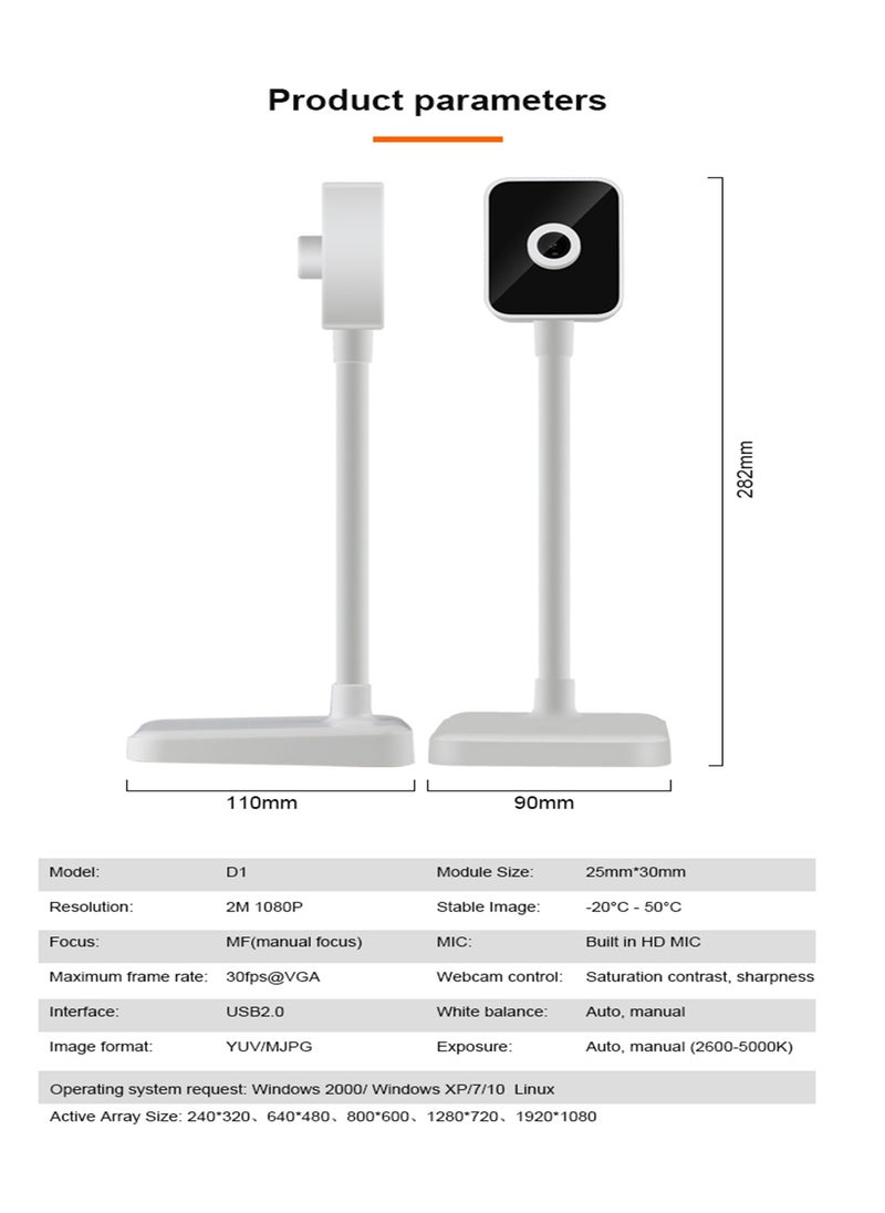 كيسونلي كاميرا ويب بدقة 1080P HD USB، كاميرا ويب عالية الدقة للكمبيوتر المحمول على سطح المكتب، كاميرا ويب عالية الدقة للكمبيوتر مع تركيز دقيق يدوي، كاميرا ويب بزاوية قابلة للتعديل، برنامج تشغيل مجاني، كاميرا ويب للكمبيوتر لمكالمات الفيديو، مؤتمرات الفيديو.  - Image 2