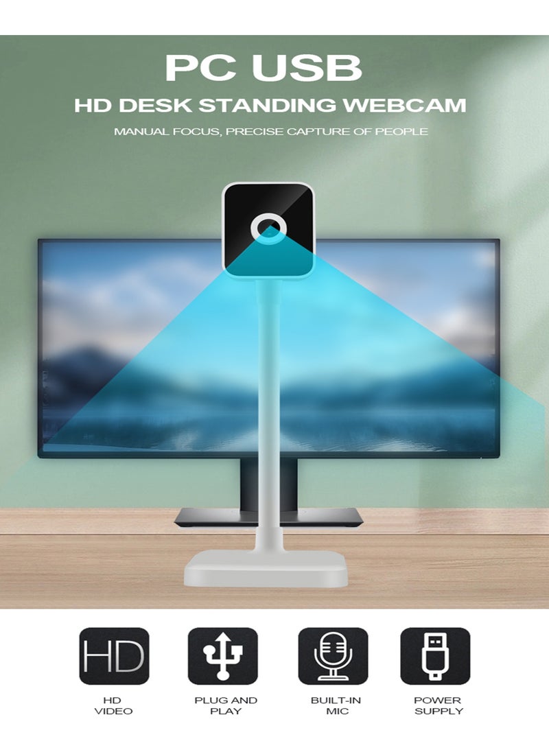 كيسونلي كاميرا ويب بدقة 1080P HD USB، كاميرا ويب عالية الدقة للكمبيوتر المحمول على سطح المكتب، كاميرا ويب عالية الدقة للكمبيوتر مع تركيز دقيق يدوي، كاميرا ويب بزاوية قابلة للتعديل، برنامج تشغيل مجاني، كاميرا ويب للكمبيوتر لمكالمات الفيديو، مؤتمرات الفيديو.  - Image 3