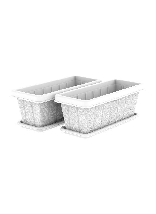 Cosmoplast 30" Cedargrain Rectangular Set of 2 Planter with Tray 