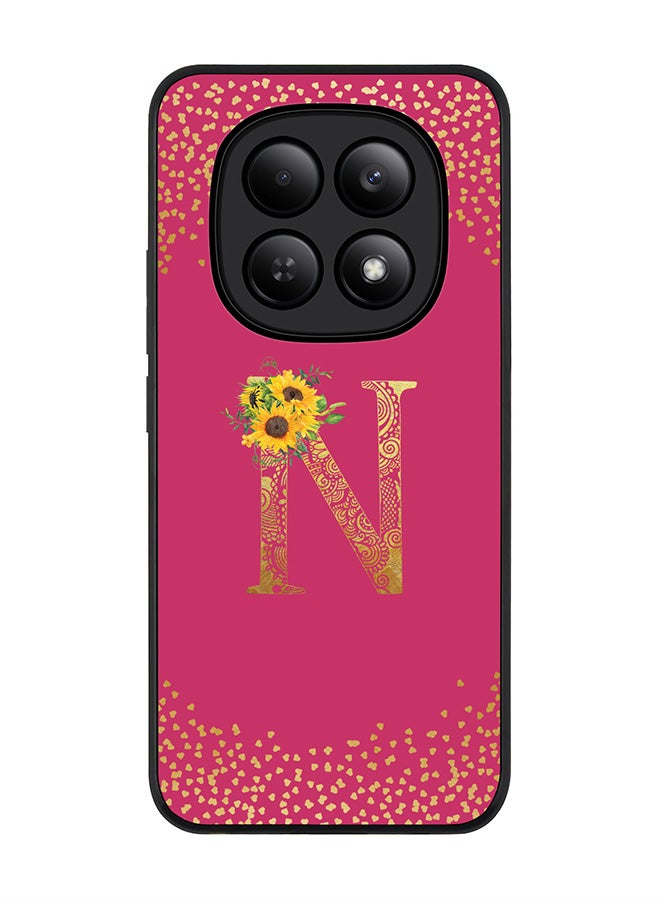 For Xiaomi Redmi Note 15 4G Case,Slim fit Camera Protection, Shockproof Thin Phone cover  - Custom Floral Monogram - N ( Deep Pink )