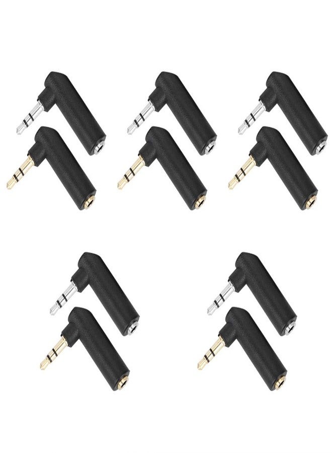 Thincol 10Pcs 3.5mm Audio Adapter, Male to Female Headphone Connector, 90 Degree Right Angle Stereo Earphone Jack Adapter - Image 1