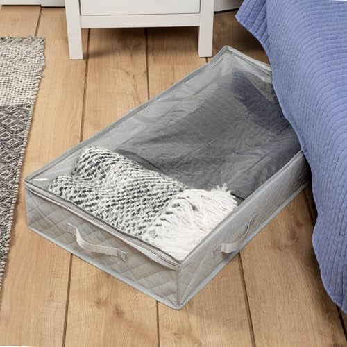 Honey Can Do Honey-Can-Do 3-Pack Under Bed Fabric Storage Container Bags For Clothes & Blankets with Window and Handles, 34 x 17.9 x 5.9 Inches, Grey - Image 2