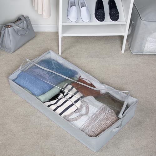 Honey Can Do Honey-Can-Do 3-Pack Under Bed Fabric Storage Container Bags For Clothes & Blankets with Window and Handles, 34 x 17.9 x 5.9 Inches, Grey - Image 3