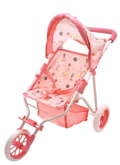 dolls world Dolls World Deluxe 3-Wheel Folding Stroller with Canopy & Basket | Fits Dolls Up to 22" | Pretend Play Pushchair for Kids Age 3+ | Peterkin  - Image 3