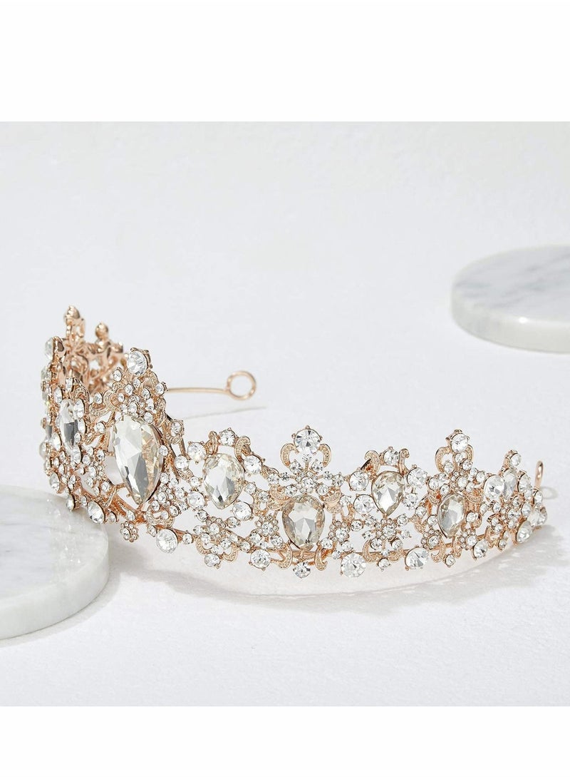 Y&D - Crystal Crown for Women, Queen Tiaras with Rhinestone, Bridal Tiara - Image 1