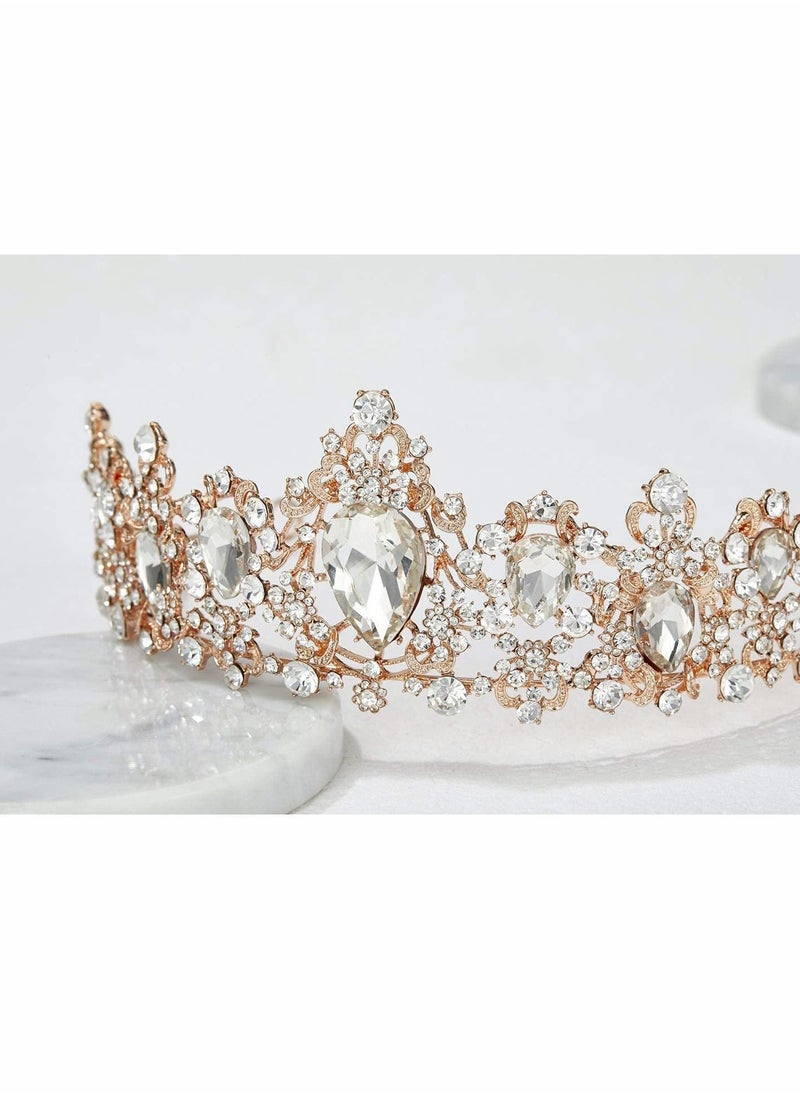 Y&D - Crystal Crown for Women, Queen Tiaras with Rhinestone, Bridal Tiara - Image 1
