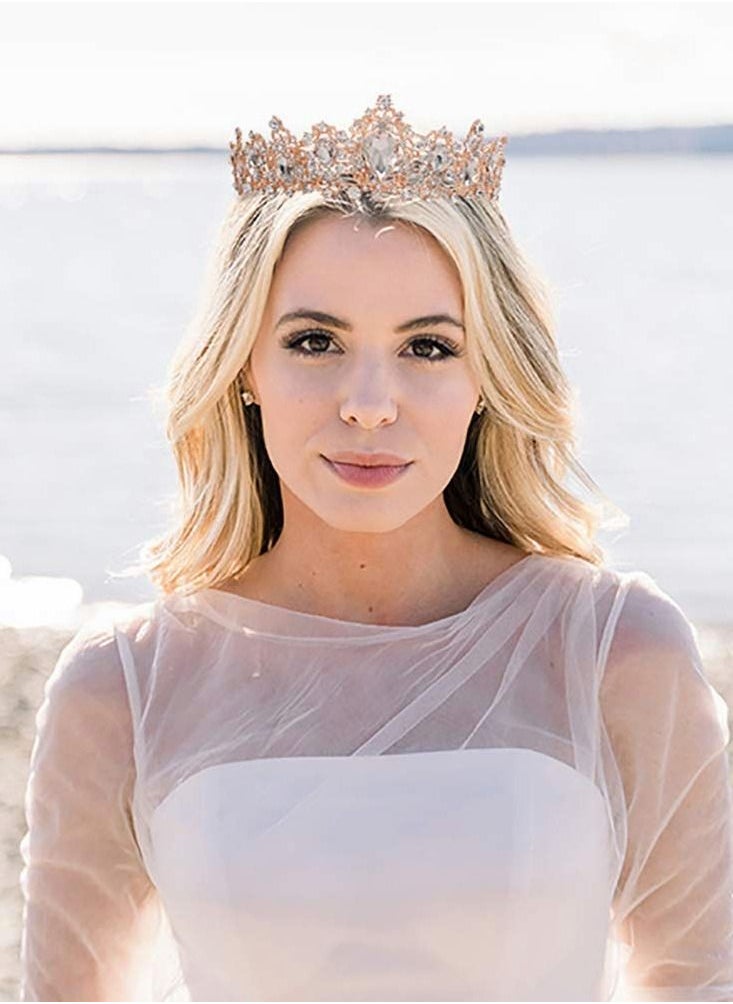 Y&D - Crystal Crown for Women, Queen Tiaras with Rhinestone, Bridal Tiara - Image 1