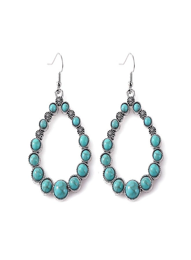 Boolavard Turquoise Bohemian Dangle Earrings for Women, Turquoise Dainty Teardrop Drop Earrings Boho Hoop Healing Stone Earrings Jewelry Gifts - Image 1
