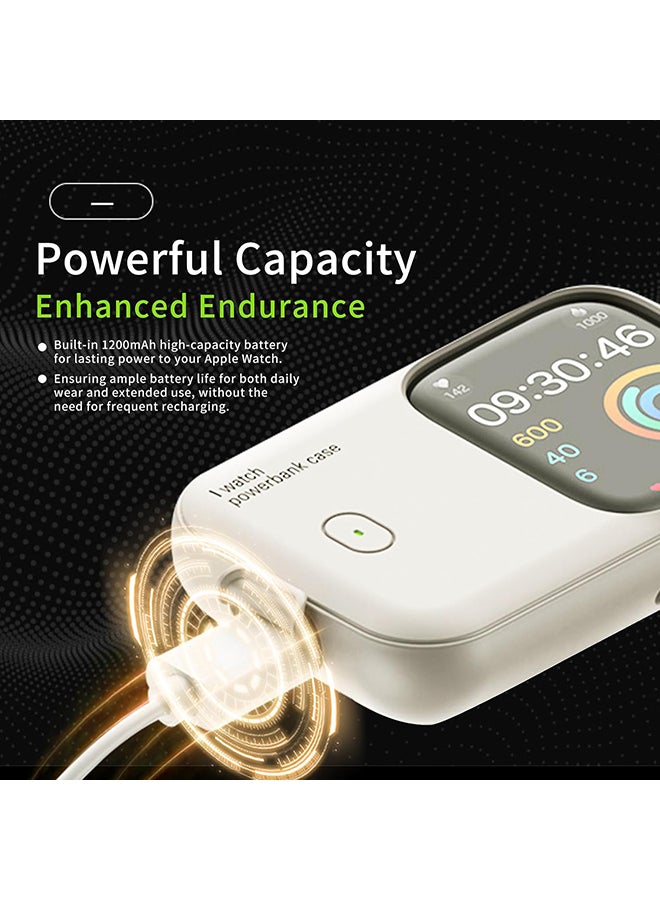 O Ozone Portable Wireless Apple Watch Charger 1200mAh – Magnetic Keychain Power Bank for Series 10–4 & SE (40mm–41mm)- Beige  - Image 3