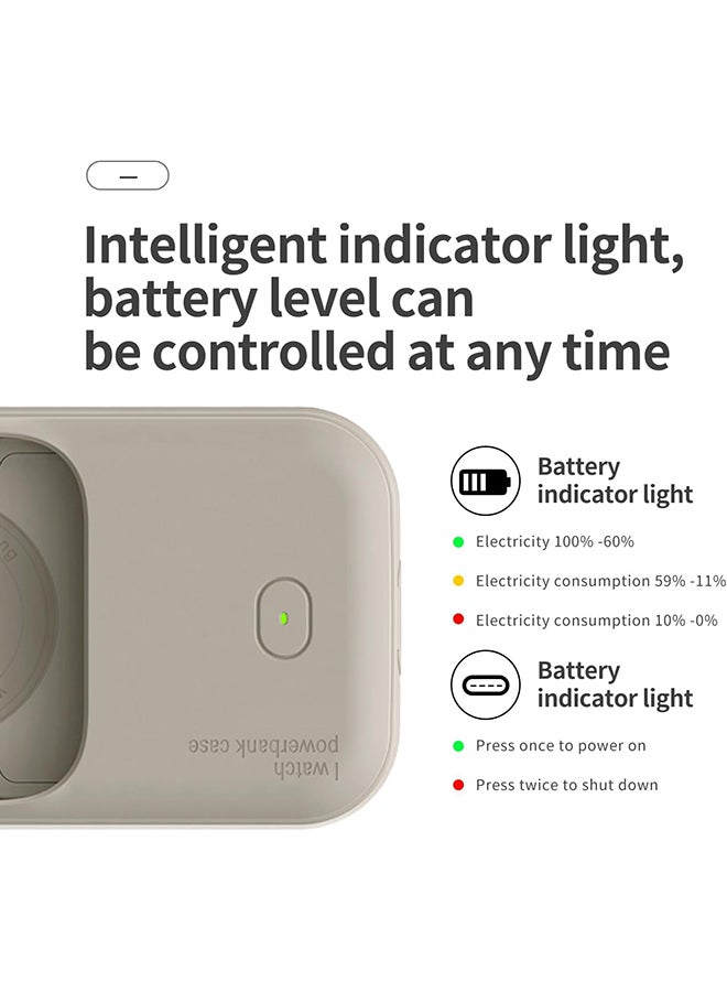 O Ozone Portable Wireless Apple Watch Charger 1200mAh – Magnetic Keychain Power Bank for Series 10–4 & SE (40mm–41mm)- Beige  - Image 4
