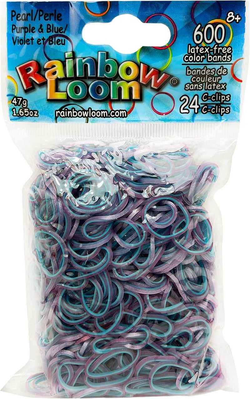 راينبو لووم أشرطة مطاطية بلون بنفسجي وأزرق من Rainbow Loom مع 24 مشبك من نوع C (عدد 600) - Image 1