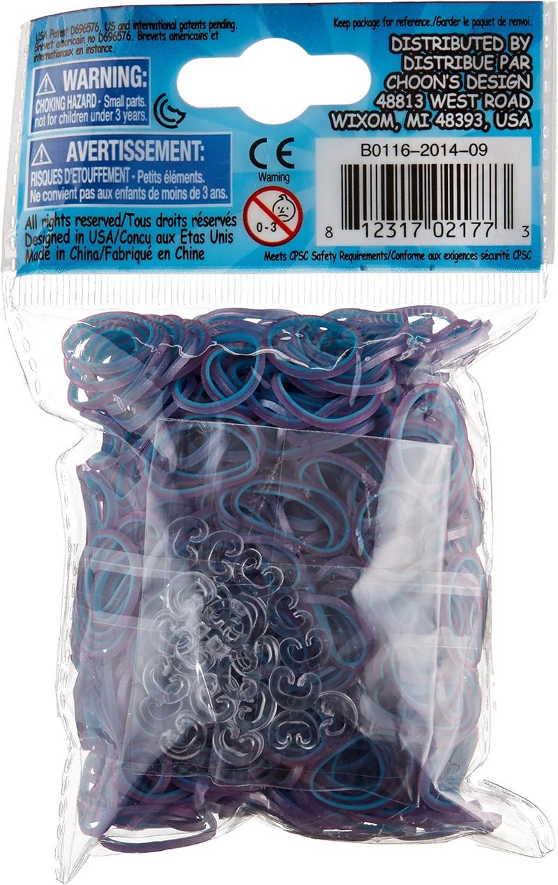 راينبو لووم أشرطة مطاطية بلون بنفسجي وأزرق من Rainbow Loom مع 24 مشبك من نوع C (عدد 600) - Image 2