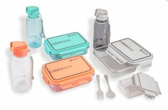 TRANSPARENT LUNCH BOX WITH WATER BOTTLE FOR OFFICE FOR MEN WOMEN AND LUNCH BOX FOR WOMEN SCHOOL KIDS AND MICROWAVE SAFE LEAK PROOF AIRTIGHT LUNCH