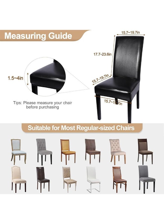 جيه زد اس مجموعة من 2 غطاء كرسي طعام JZS، أغطية كرسي من جلد البولي يوريثان المقاوم للماء، أغطية كرسي مطاطية مقاومة للزيت وقابلة للإزالة والغسل وواقية كرسي المطبخ لغرفة الطعام، قطعتين، لون أسود - Image 2