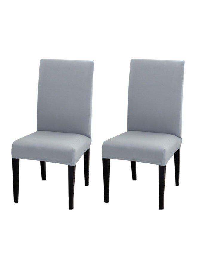 JZS Dining Chair Covers Set of 2, Waterproof PU Leather Chair Covers,Stretch Oilproof Chair Slipcovers Removable Washable Kitchen Chair Protector for Dining Room,2PCS,Light gray - Image 1