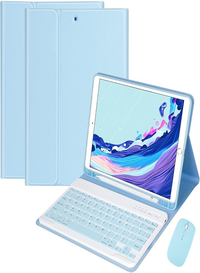 QIYIBOCASE جراب QIYIBOCASE لجهاز Galaxy Tab A8 2022 مع لوحة مفاتيح وماوس، جراب لوحة مفاتيح مغناطيسي قابل للفصل مع حامل ماوس وقلم S Pen لجهاز Galaxy A8 مقاس 10.5 بوصة طراز SM-X200/X205/X207 (أزرق سماوي) - Image 1