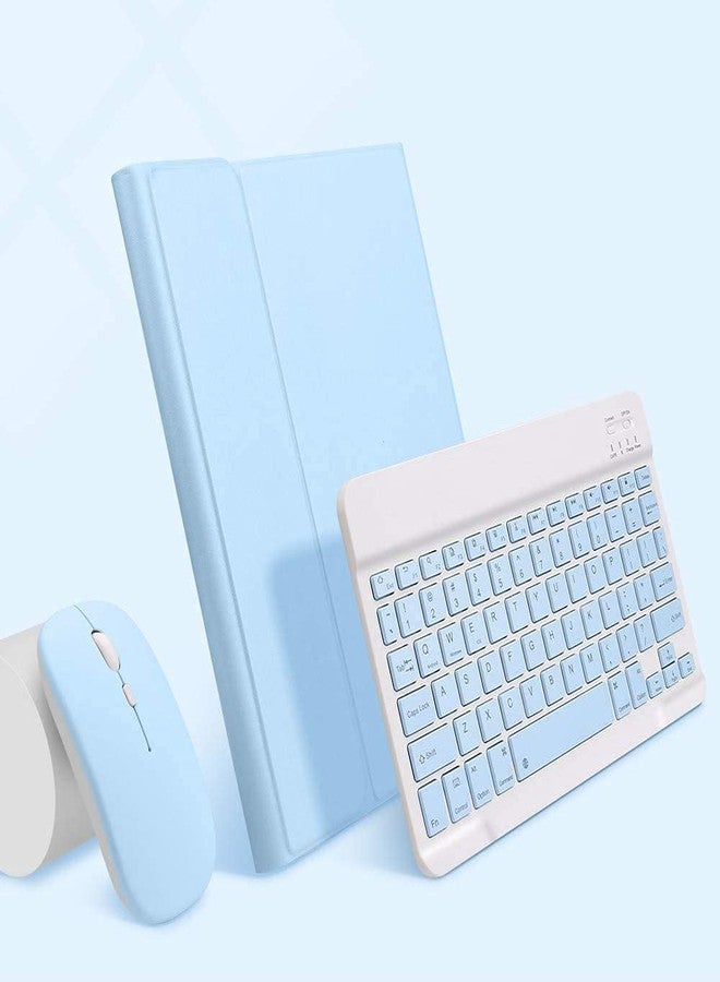 QIYIBOCASE جراب QIYIBOCASE لجهاز Galaxy Tab A8 2022 مع لوحة مفاتيح وماوس، جراب لوحة مفاتيح مغناطيسي قابل للفصل مع حامل ماوس وقلم S Pen لجهاز Galaxy A8 مقاس 10.5 بوصة طراز SM-X200/X205/X207 (أزرق سماوي) - Image 2