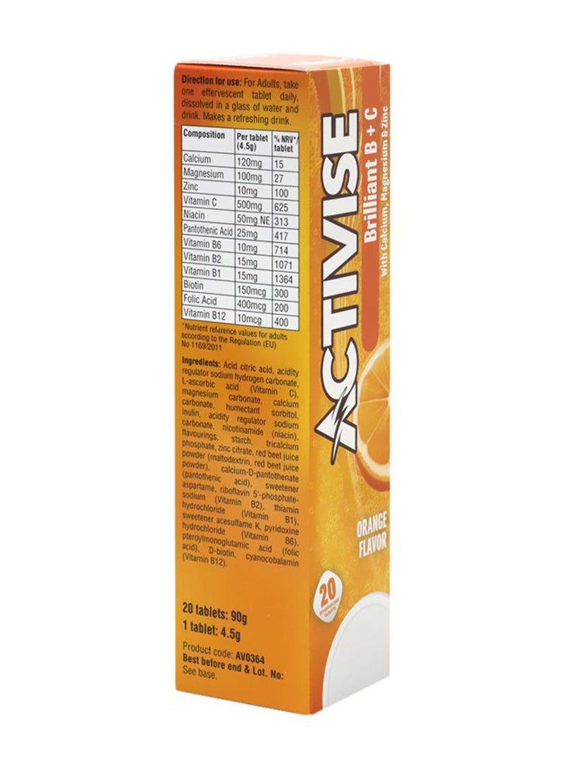 Activise Brilliant B + Vitamin C Effervescent Tablets For Immune & Energy Boost, Pack of 20 - Image 2