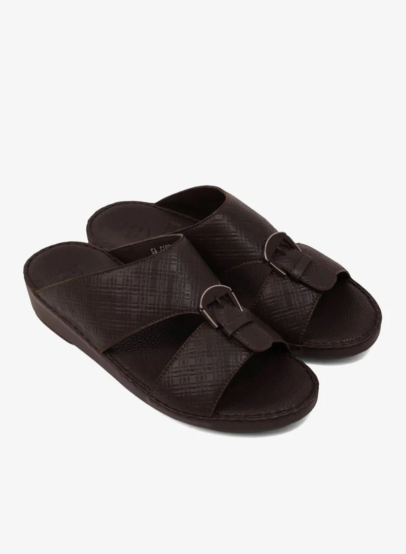 كومفورت بلس صنادل رجالية مريحة جلدية مبطنة سهلة الارتداء بنية