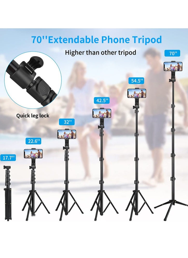 GUDOO 170cm Extendable Phone Tripod with Remote and 360° Rotation Phone Holder Aluminum and Sturdy Selfie Stick Tripod with Wider Legs and Thicker Tube  - Image 5