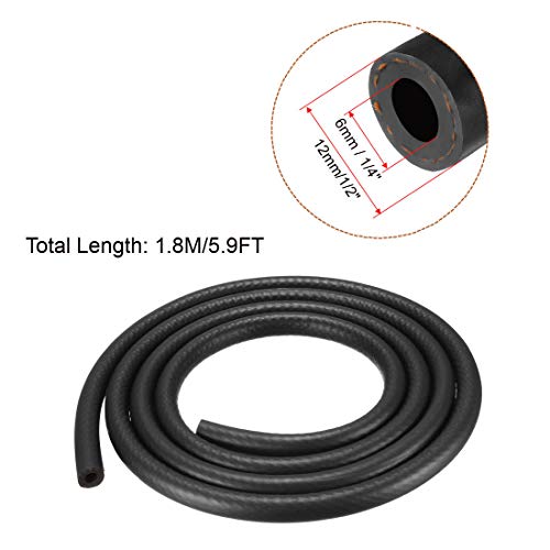 uxcell Fuel Line Hose Rubber 6mm I.D. 1.8M/6Ft Diesel Petrol Hose Engine Pipe Tubing - Image 2
