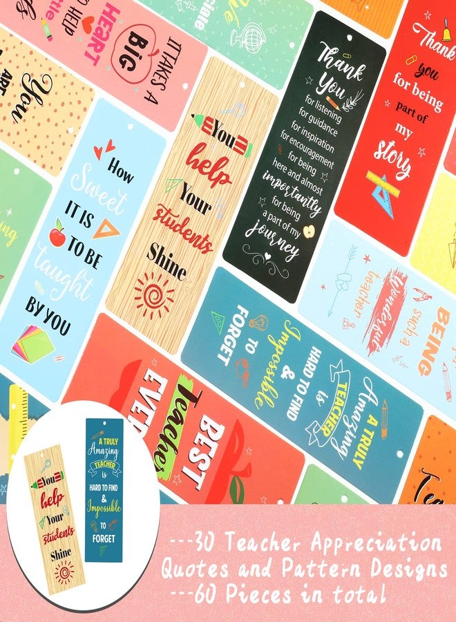 Chinco 120 Pack Teacher Bookmarks Teacher Appreciation Gifts in Bulk Thank You Gifts from Students Christmas Teacher Gifts Graduation Gift Back to School Gift for Teachers Party Favors Classroom Reading - Image 4