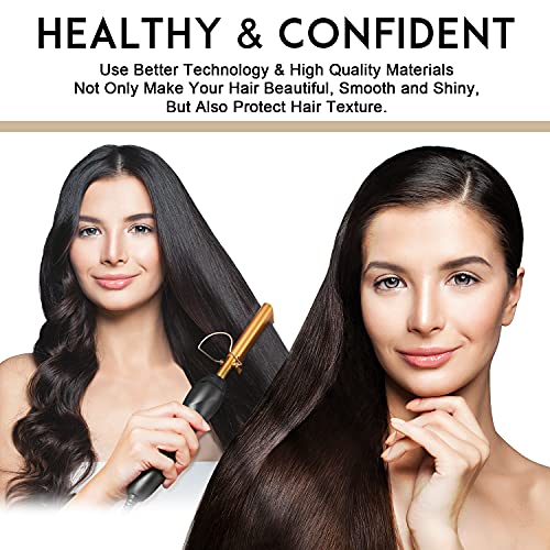 NICEMOVIC Ceramic Heating Hair Straightener Comb - Hot Pressing Brush for Natural Black Hair, Beard Wigs, and Curling (Gold) - Image 5