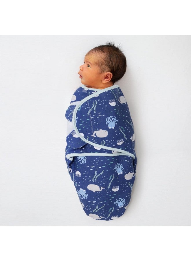 The Peanut Shell طقم بطانيات لف الأطفال من بي نات شيل - أكياس نوم للأطفال الرضع الأولاد والبنات، أكياس نوم للأطفال حديثي الولادة، 0-3، 3-6 أشهر، قطن ناعم وقابل للتنفس - تصميم بحري (M/L) - Image 3