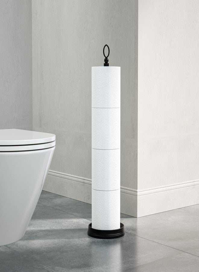 ROLABAM Heavy Weighted Toilet Paper Holder (with Reserve Function) Free Standing, Spare Toilet Paper Roll Storage Stand for Bathroom Total Height 22.5" ，Matte Black - Image 5