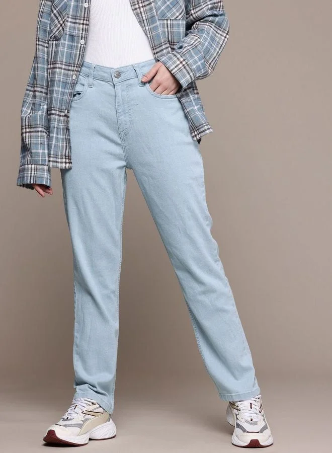 Women Slim Fit Solid Mid Rise Jeans