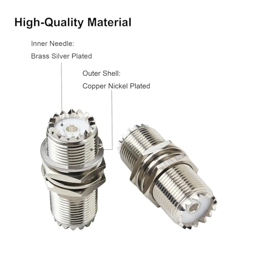 eifagur, 4pcs PL-259 Bulkhead Connector UHF Female to UHF Female Adapter SO-239 Nut Bulkhead Panel Mount CB Radio Adapter Connector - Image 3