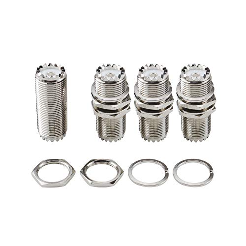 eifagur, 4pcs PL-259 Bulkhead Connector UHF Female to UHF Female Adapter SO-239 Nut Bulkhead Panel Mount CB Radio Adapter Connector - Image 1